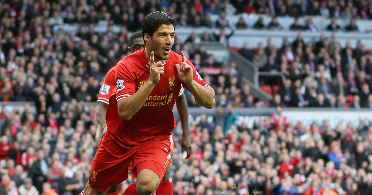 Luis Suarez Of Liverpool During The Barclays Premier League Match Between Liverpool And England'S West Bromwich Albion In Liverpool, England, Uk On October 26, 2013.