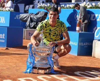 Carlos Alcaraz with the Barcelona Open Cup