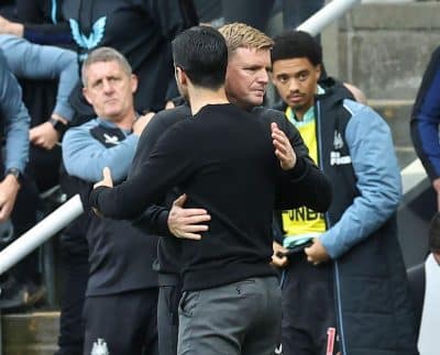 Arsenal Manager Mikel Arteta Embraces Newcastle Boss Eddie Howe