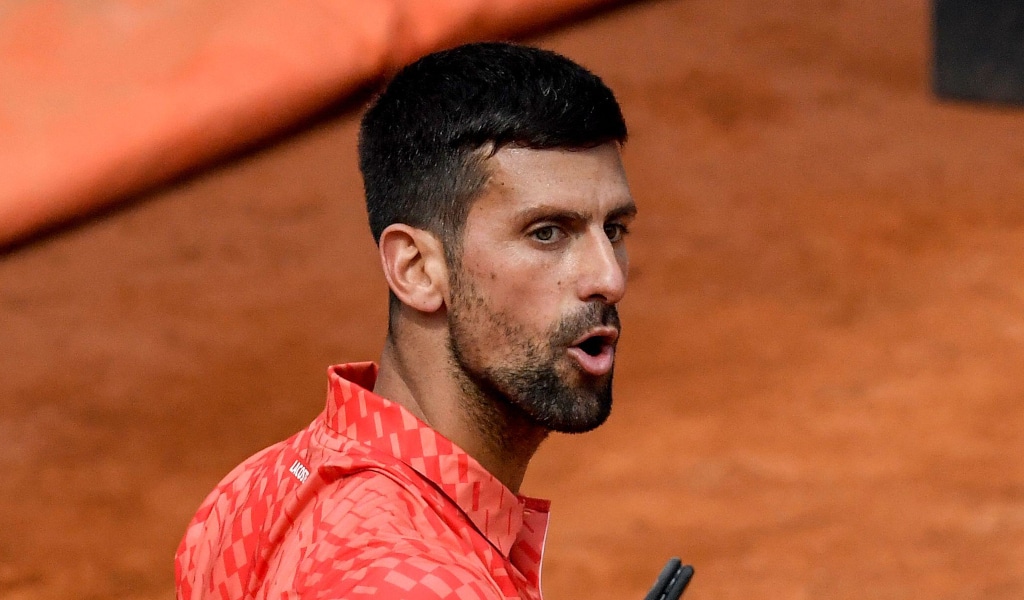 Novak Djokovic reacted angrily after Cameron Nori hit the ball