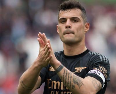 Granit Xhaka Applauds The Arsenal Fans After A Draw Against West Ham