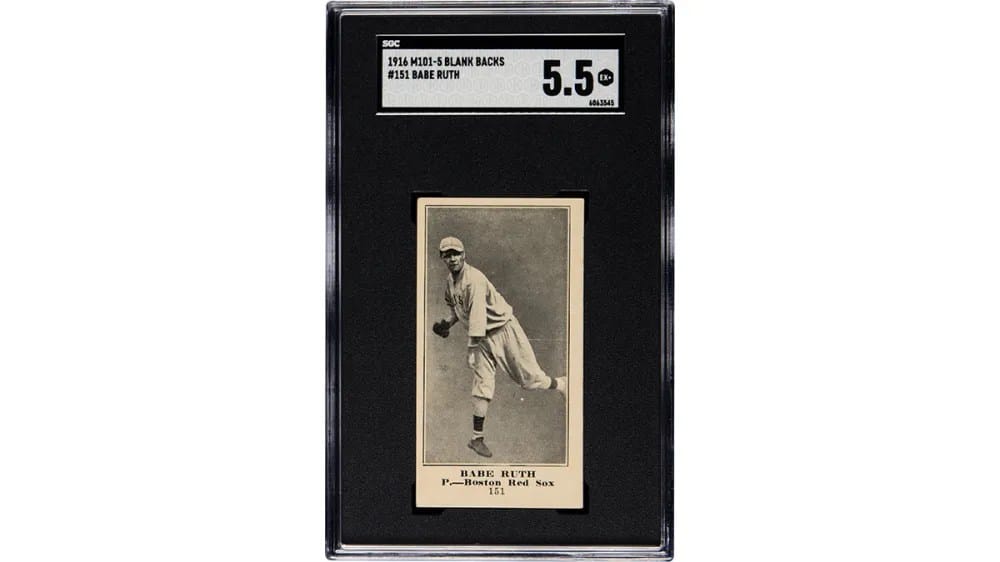 La tarjeta de novato de Babe Ruth de 1916 se vendió por 630.000 dólares en una subasta